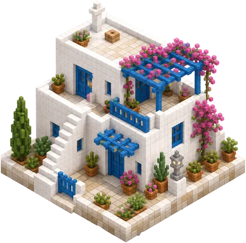 White voxel villa preview from Voxel Game